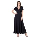 24seven Comfort Apparel Womens Cap Sleeve V Neck Maxi Dress