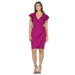 24seven-Comfort-Apparel-Womens-V-Neck-Ruffle-Sleeve-Knee-Length-Dress